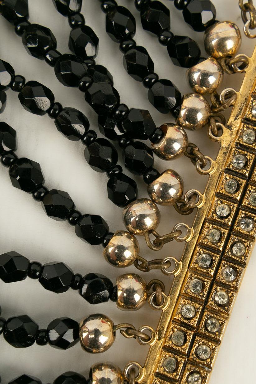 Valentino paire de bracelets haute couture en perles noires en vente 1