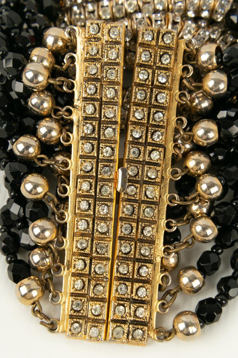 Valentino paire de bracelets haute couture en perles noires en vente 2