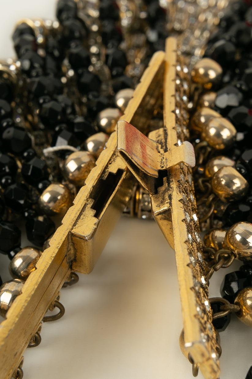Valentino paire de bracelets haute couture en perles noires en vente 3