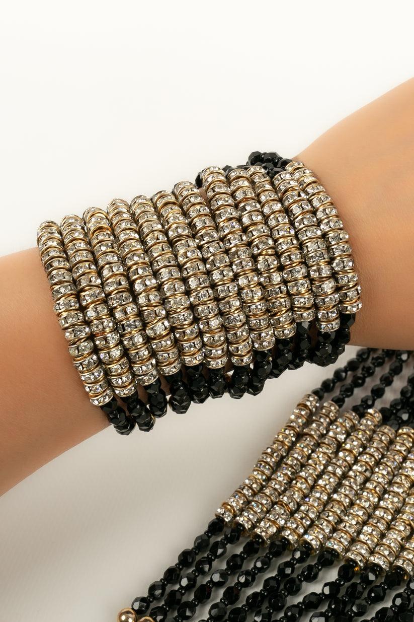 Valentino paire de bracelets haute couture en perles noires en vente 4