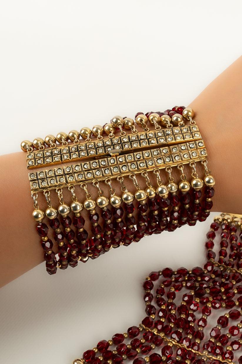 Valentino paire de bracelets haute couture en perles rouges en vente 3