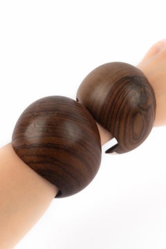 Valentino pair of wood cuff bracelets