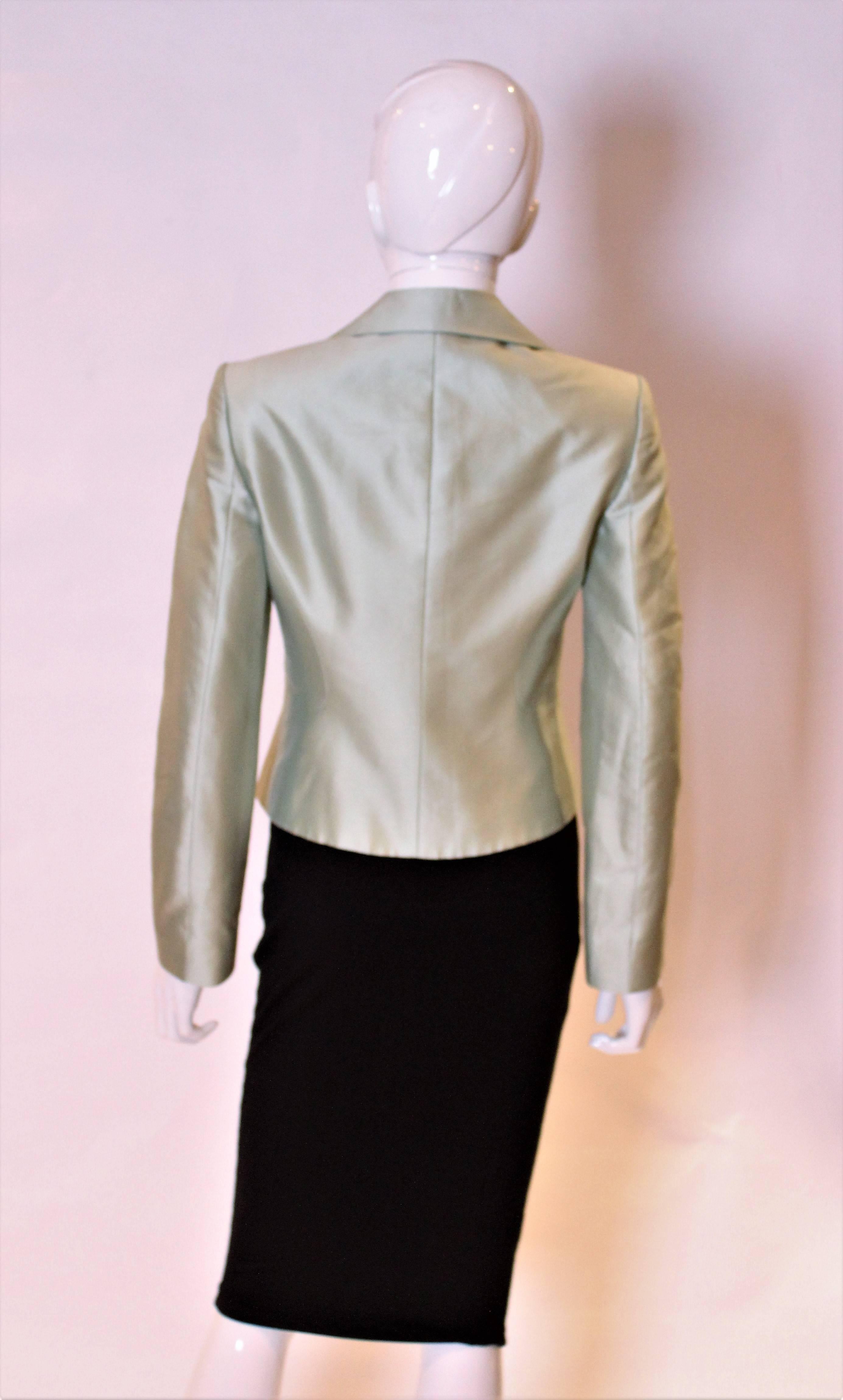Beige Valentino Pale Green Silk Cotton Jacket