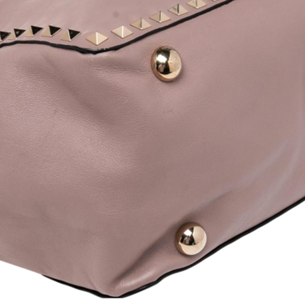 Valentino Pale Pink Leather Medium Rockstud Tote 1