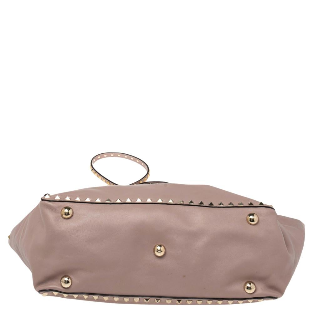 Valentino Pale Pink Leather Medium Rockstud Tote 2