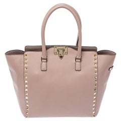 Valentino Pale Pink Leather Rockstud Trapeze Tote