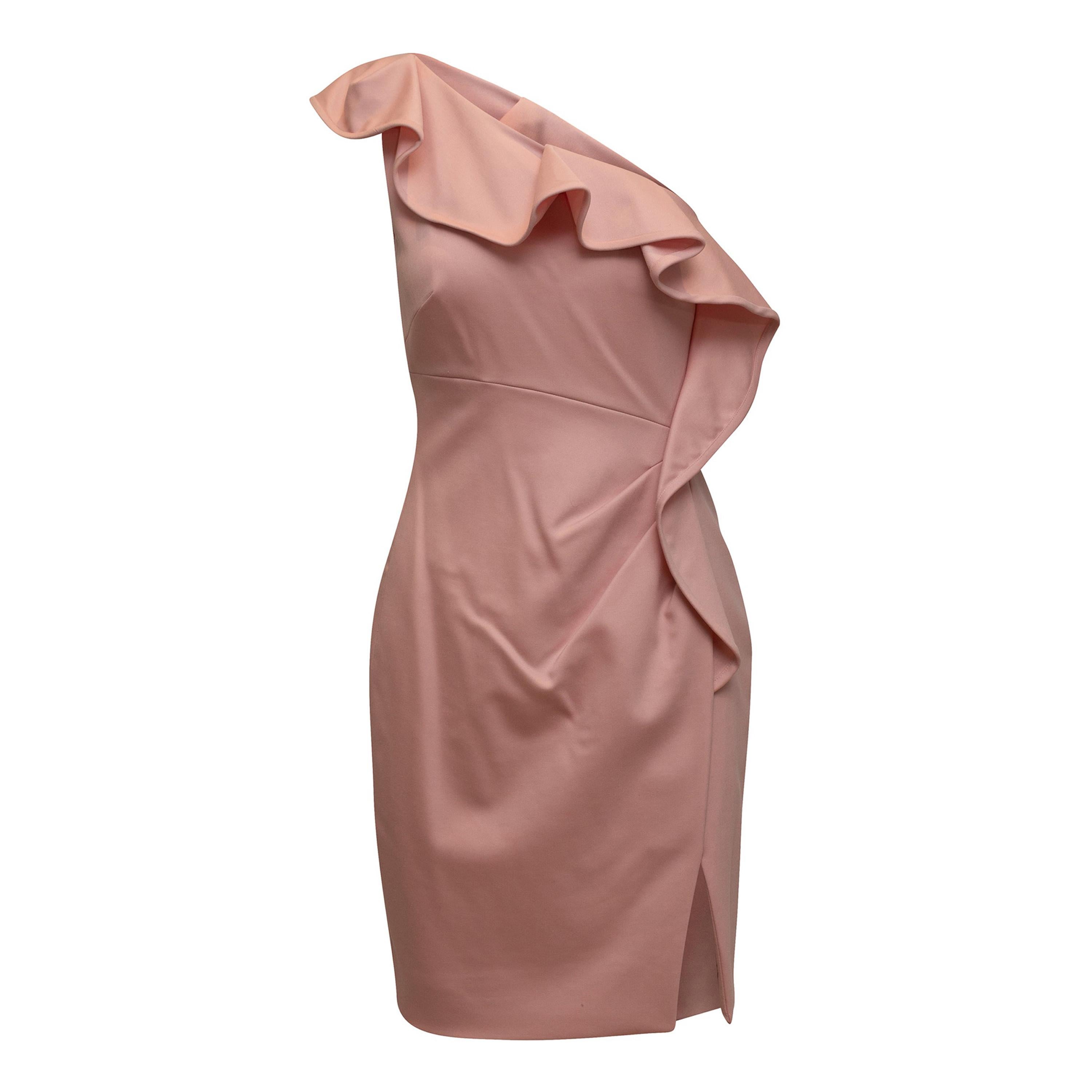 Valentino Pale Pink Technocouture Virgin Wool One-Shoulder Dress