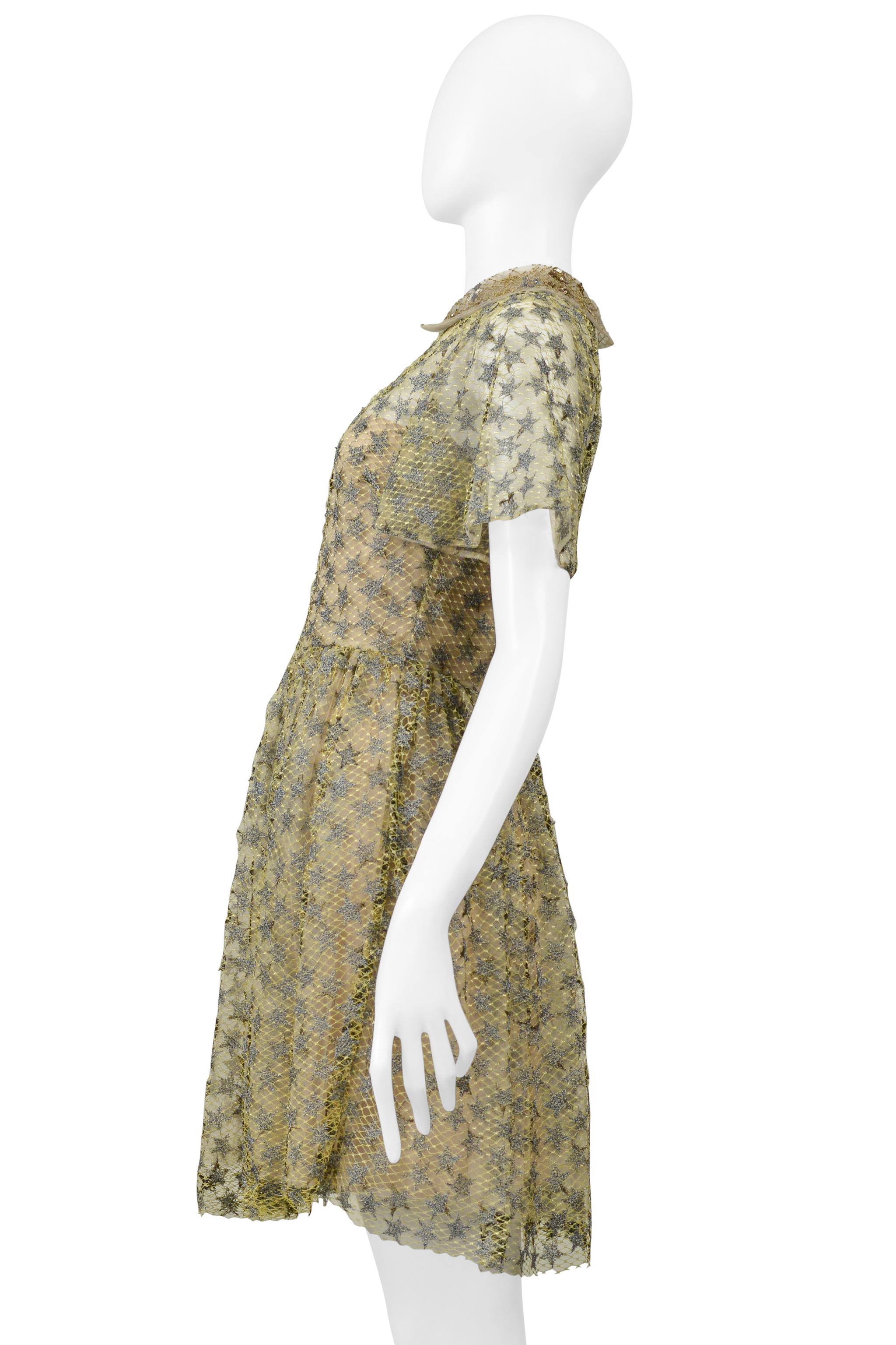 Valentino Pale Yellow & Silver Star Lace Ballet Dress For Sale 1