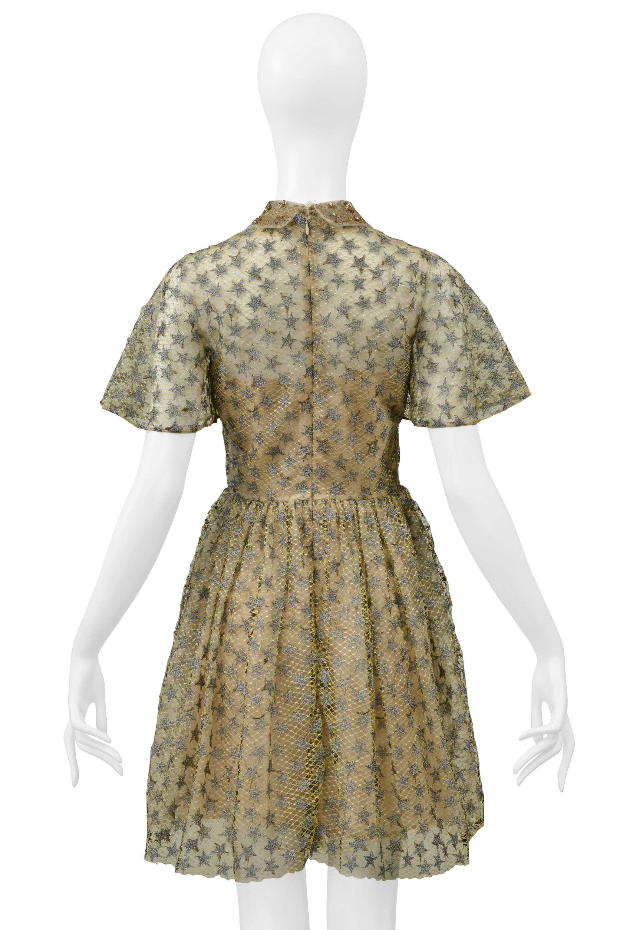 Valentino Pale Yellow & Silver Star Lace Ballet Dress For Sale 3
