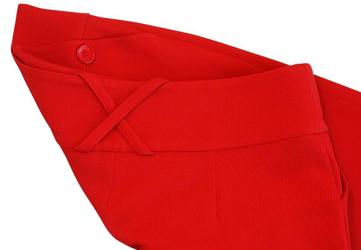 Valentino Pant Signature Red Full Leg Flat Front Trouser New 8 In New Condition In Miami, FL