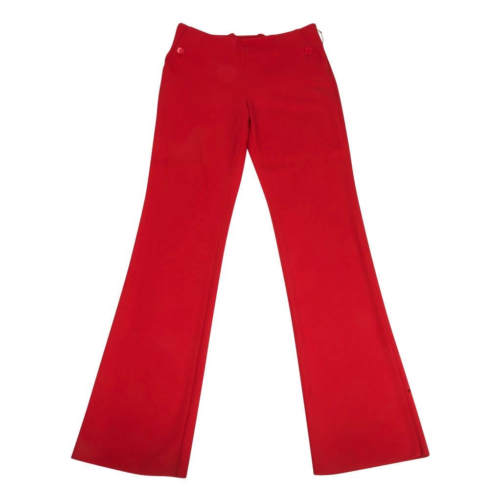 Valentino Pant Signature Red Full Leg Flat Front Trouser New 8 6