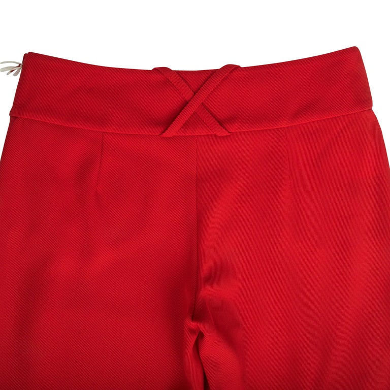 Valentino Pant Signature Red Full Leg Flat Front Trouser New 8 at 1stDibs