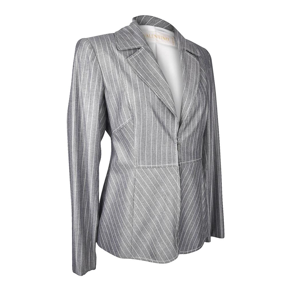 Women's Valentino Pant Suit Gray / White Pinstripe Year Round Fabric 42 / 8