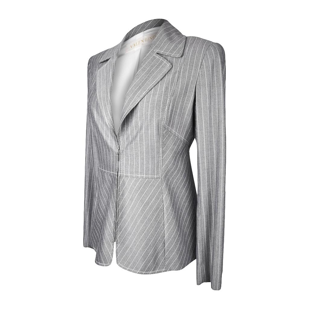 Valentino Pant Suit Gray / White Pinstripe Year Round Fabric 42 / 8 2