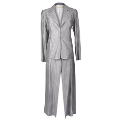 Valentino Pant Suit Gray / White Pinstripe Year Round Fabric 42 / 8