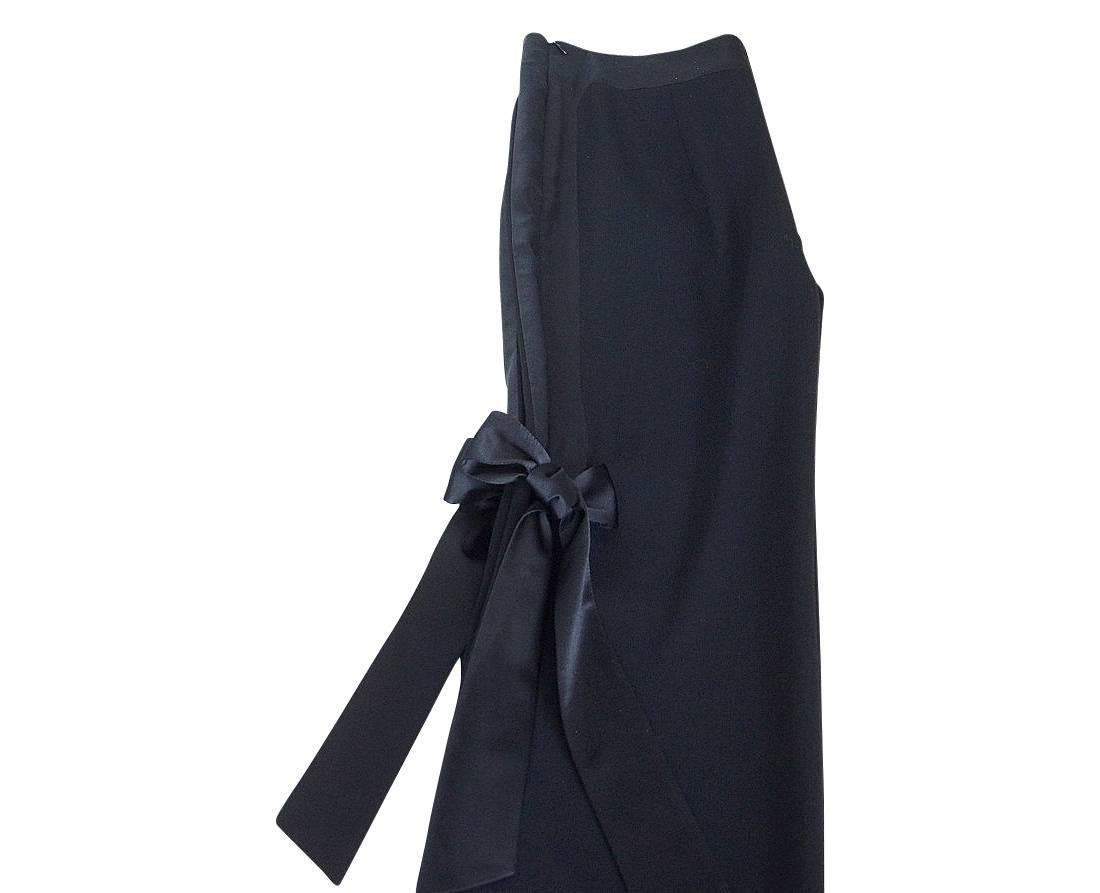 Black Valentino Pant Signature Silk Bow Accent Full Leg Trouser  8