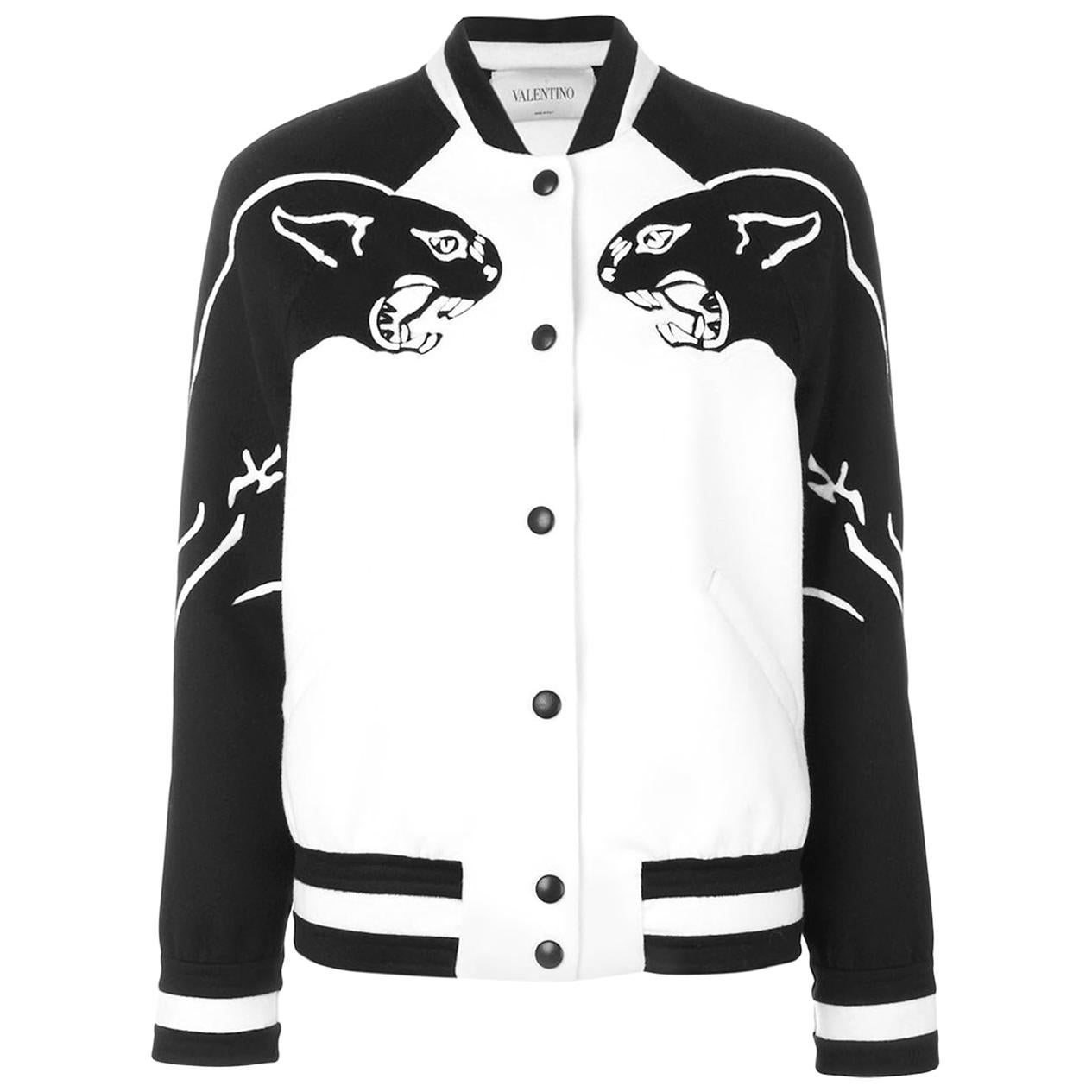 Panther-print wool varsity jacket Valentino panther print bomber jacket Val...