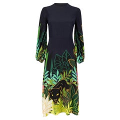 Valentino Panther Print Silk Midi Dress Size XS