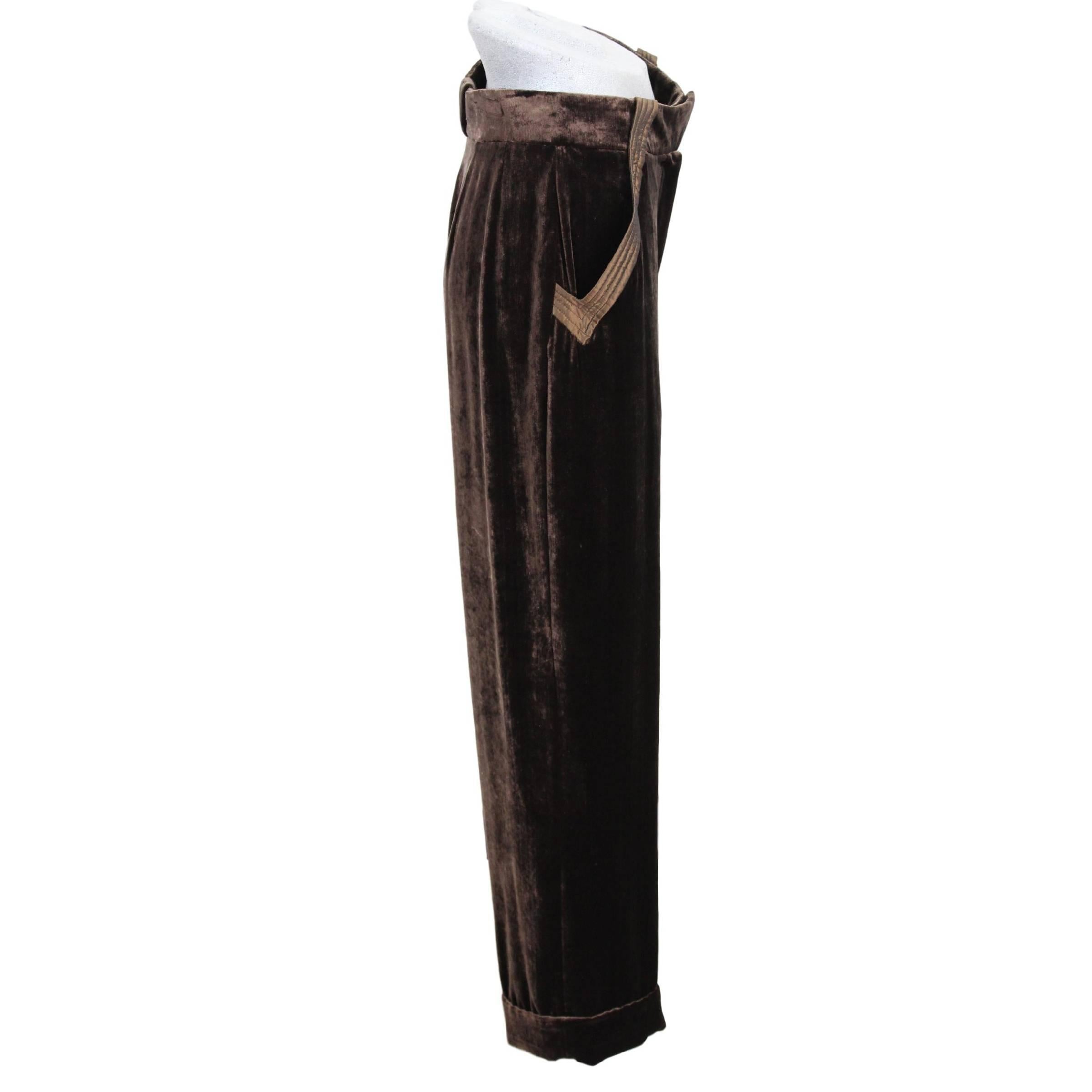 Valentino Pants Brown Silk and Viscose Italian Palazzo Trousers, 1990s In New Condition For Sale In Brindisi, IT