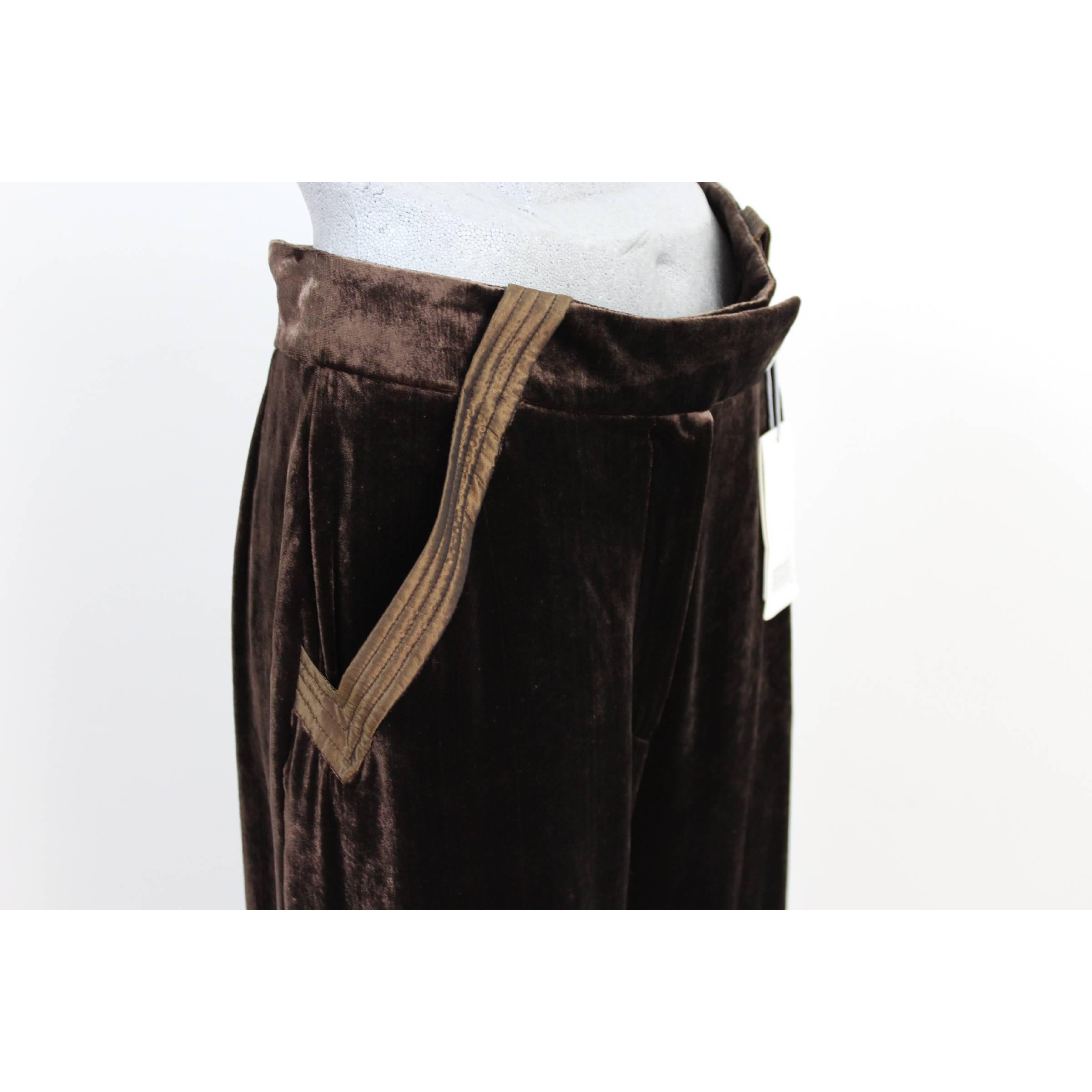 Valentino Pants Brown Silk and Viscose Italian Palazzo Trousers, 1990s For Sale 1