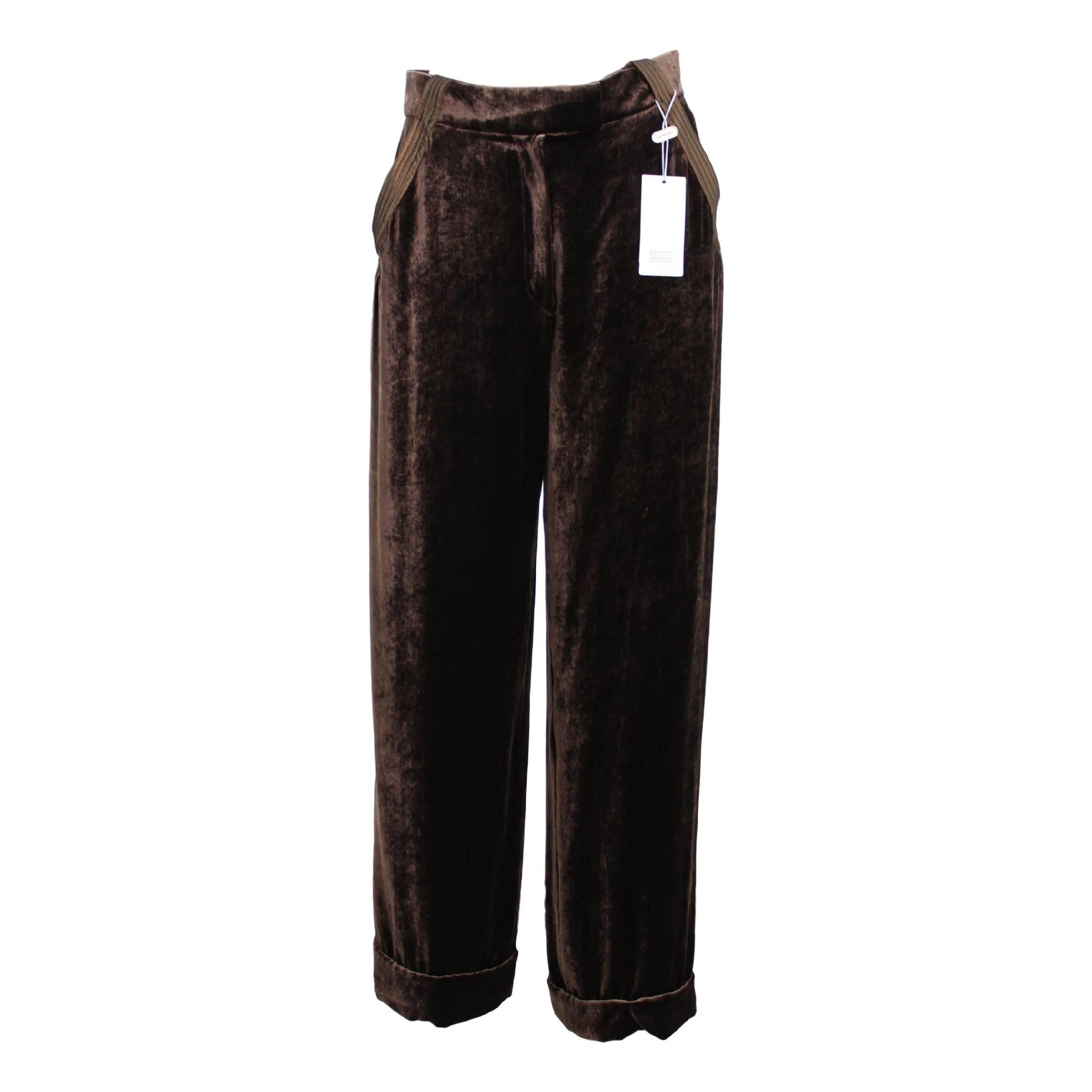 Valentino Pants Brown Silk and Viscose Italian Palazzo Trousers, 1990s For Sale