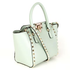 VALENTINO pastel green ROCKSTUD MINI DOUBLE HANDLE TOTE Bag