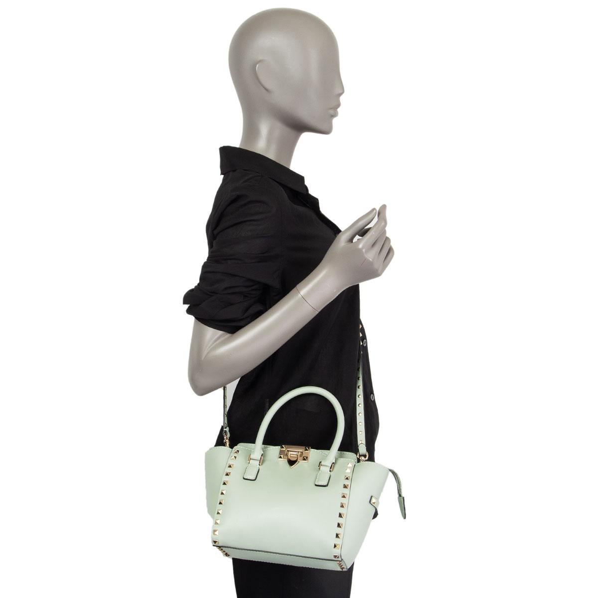 Women's VALENTINO pastel green ROCKSTUD MINI DOUBLE HANDLE TOTE Bag