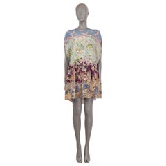 VALENTINO pastel silk 2016 LANDSCAPE CREPE CAPE Dress 42 M