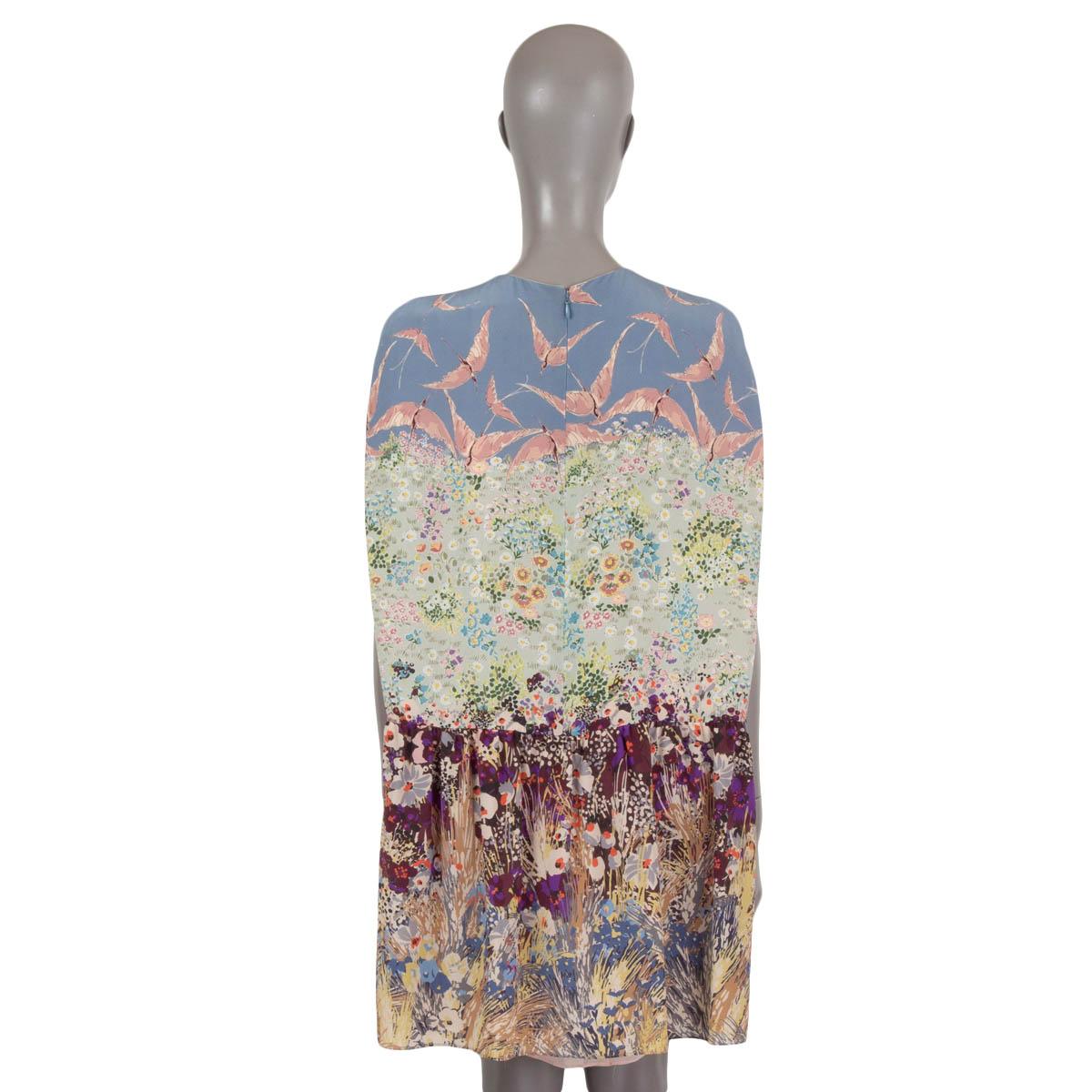 Women's VALENTINO pastel silk 2016 LANDSCAPE CREPE CAPE Dress 42 M For Sale