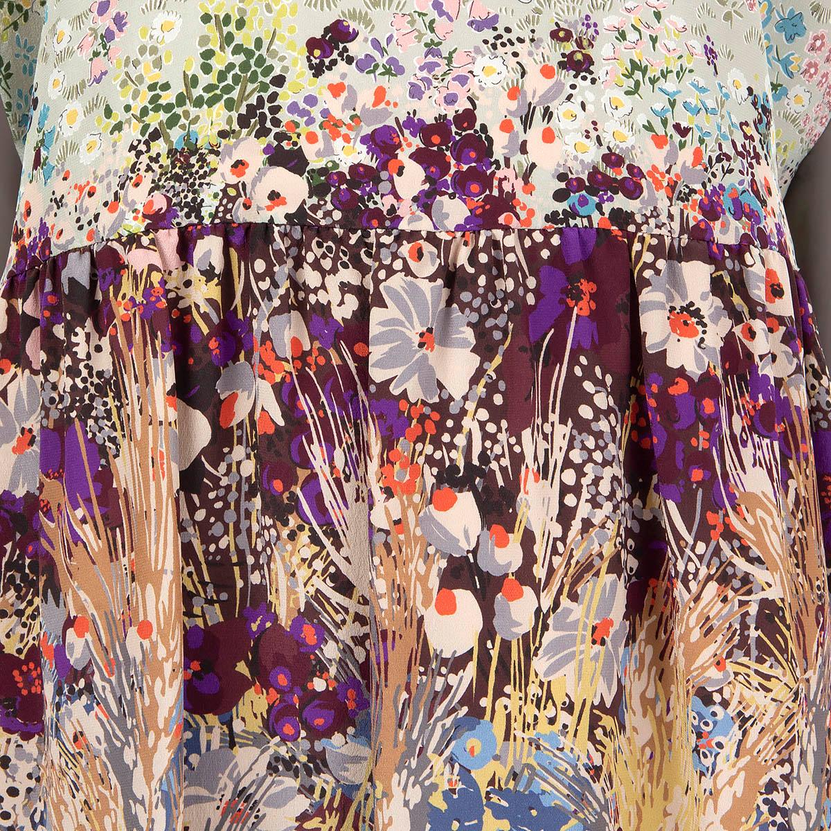VALENTINO pastel silk 2016 LANDSCAPE CREPE CAPE Dress 42 M For Sale 2