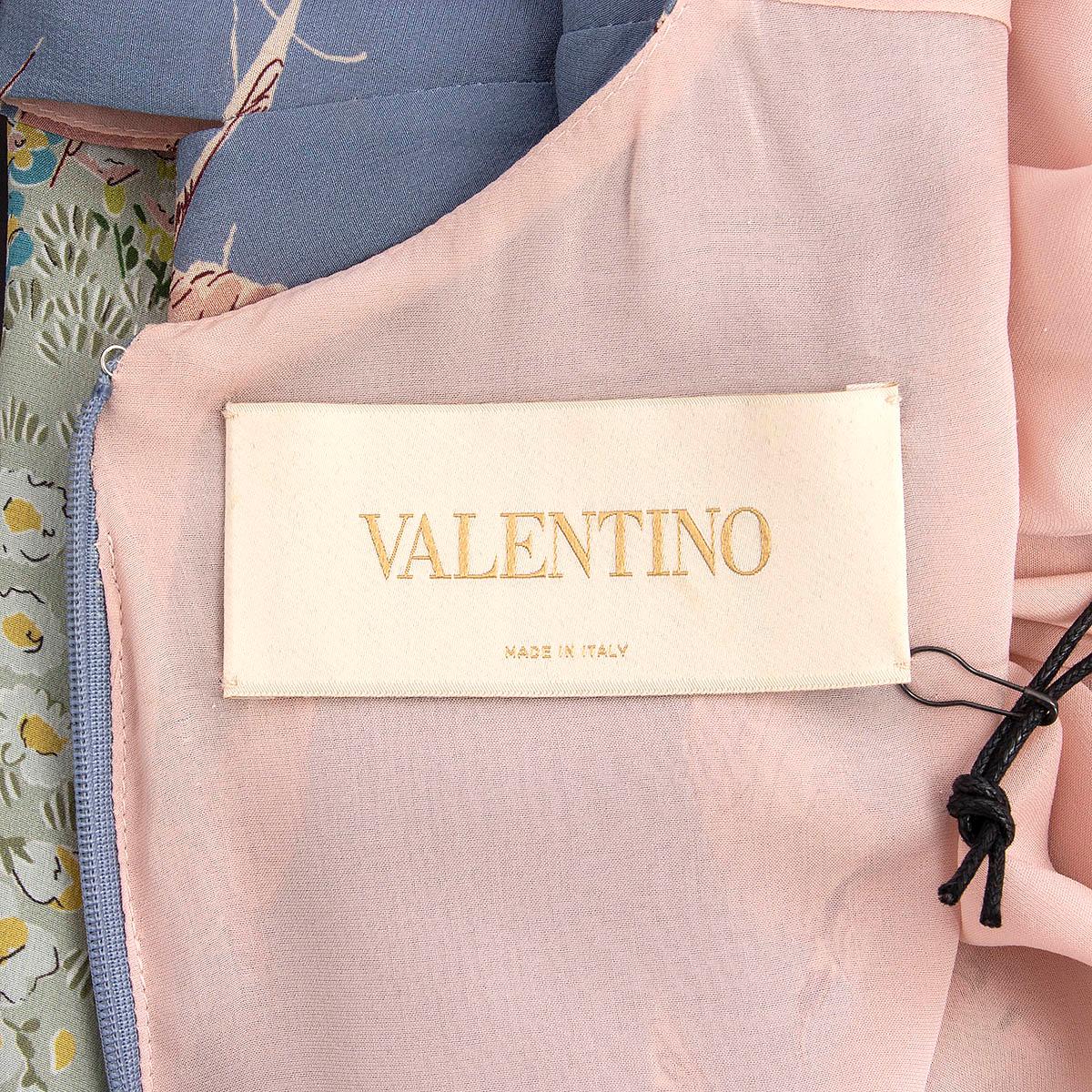 VALENTINO pastel silk 2016 LANDSCAPE CREPE CAPE Dress 42 M For Sale 3