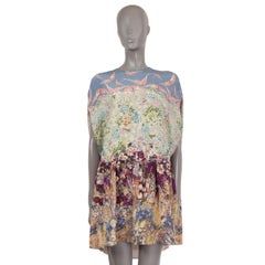 VALENTINO pastel silk 2016 LANDSCAPE CREPE CAPE Dress 42 M