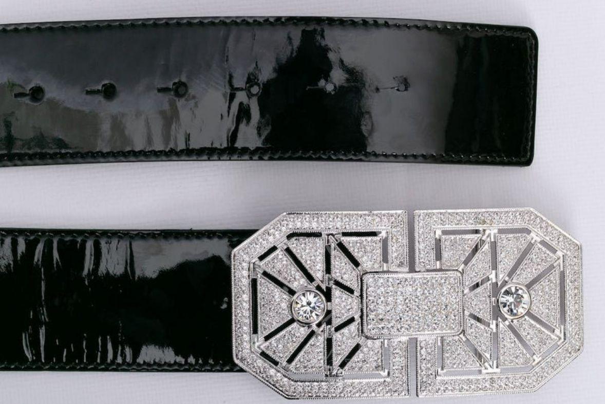 Valentino Patent Leather Belt with Rhinestones 4