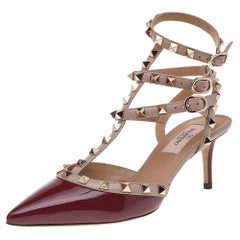 Valentino Patent Leather Rockstud Ankle Strappy Sandals Size EU 36