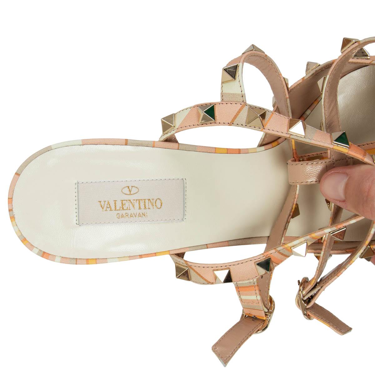 Women's VALENTINO peach leather NATIVE COUTURE 1975 ROCKSTUD 65 Sandals Shoes 42 For Sale
