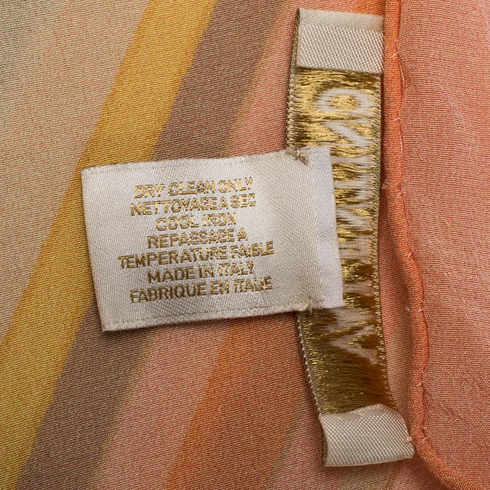 Valentino Peach Native Couture Pastel Striped Diamond Print Silk Square Scarf 2
