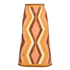 Valentino Peach Suede Patchwork Midi Skirt S