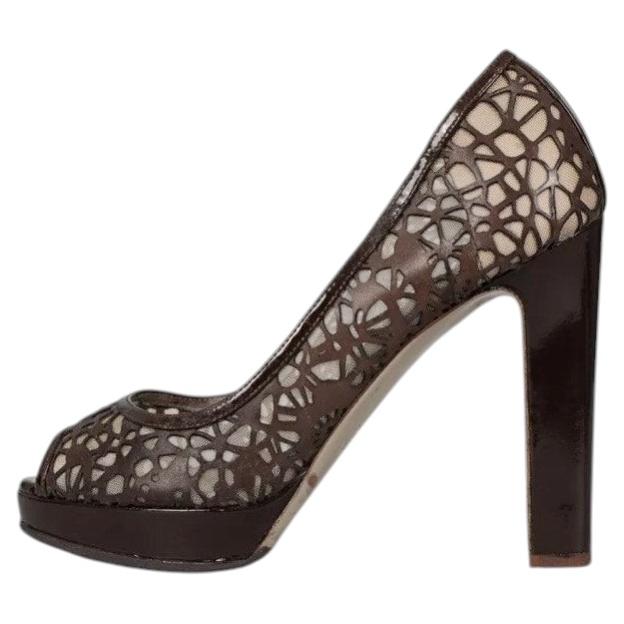 Valentino Pumps aperte in pelle traforata - Marrone, Sz 36.5 in vendita