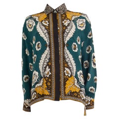 VALENTINO petrol yellow brown silk FLORAL 2015 Blouse Shirt 44 L