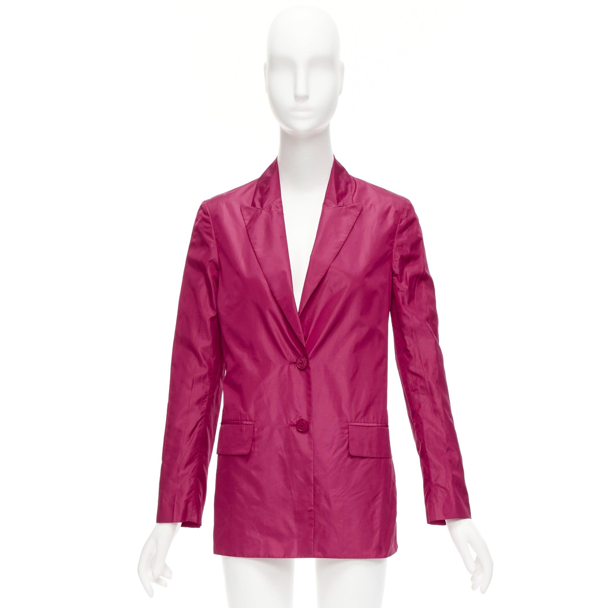 VALENTINO Piccioli 100% silk raspberry pink cinched waist casual blazer IT36 XXS For Sale 6