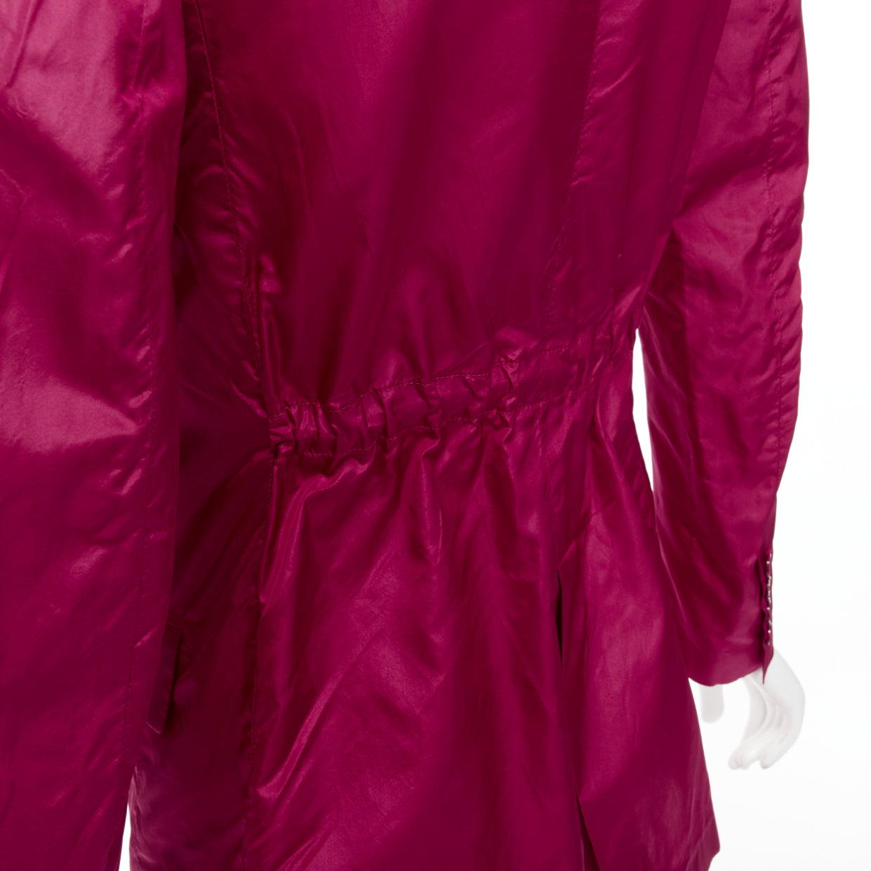 VALENTINO Piccioli 100% silk raspberry pink cinched waist casual blazer IT36 XXS
Reference: AAWC/A00716
Brand: Valentino
Designer: Pier Paolo Piccioli
Material: Silk
Color: Purple
Pattern: Solid
Closure: Button
Extra Details: V logo buttons.
Made