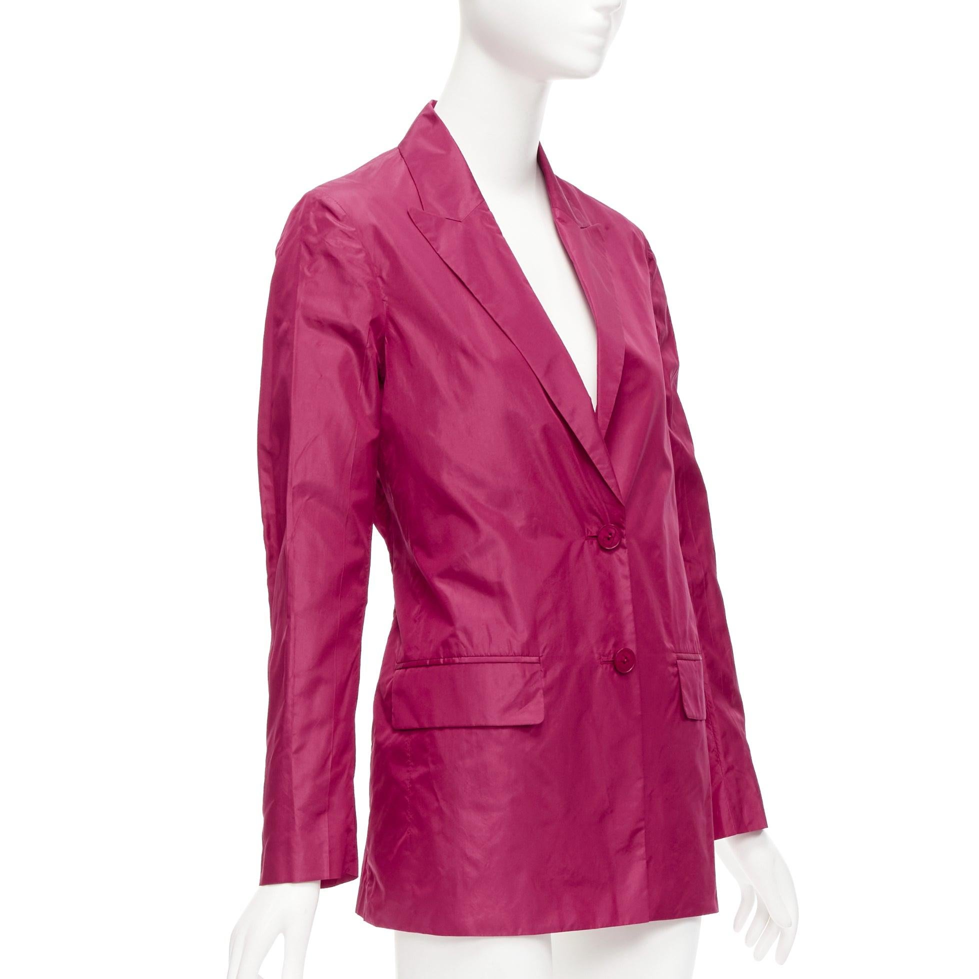 VALENTINO Piccioli 100% silk raspberry pink cinched waist casual blazer IT36 XXS For Sale 1