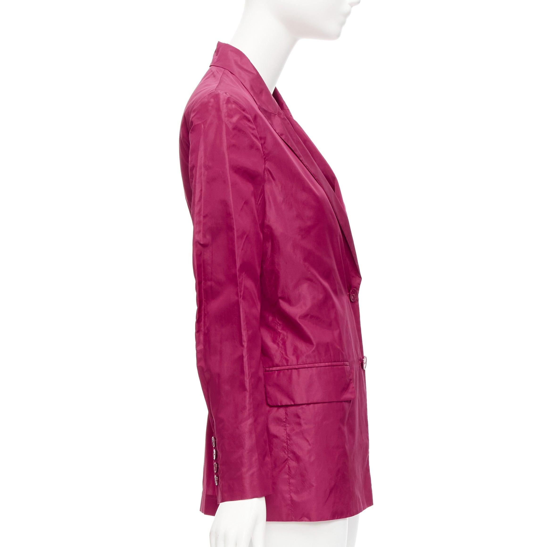 VALENTINO Piccioli blazer décontracté à taille cintrée rose framboise 100 % soie IT36 XXS en vente 2
