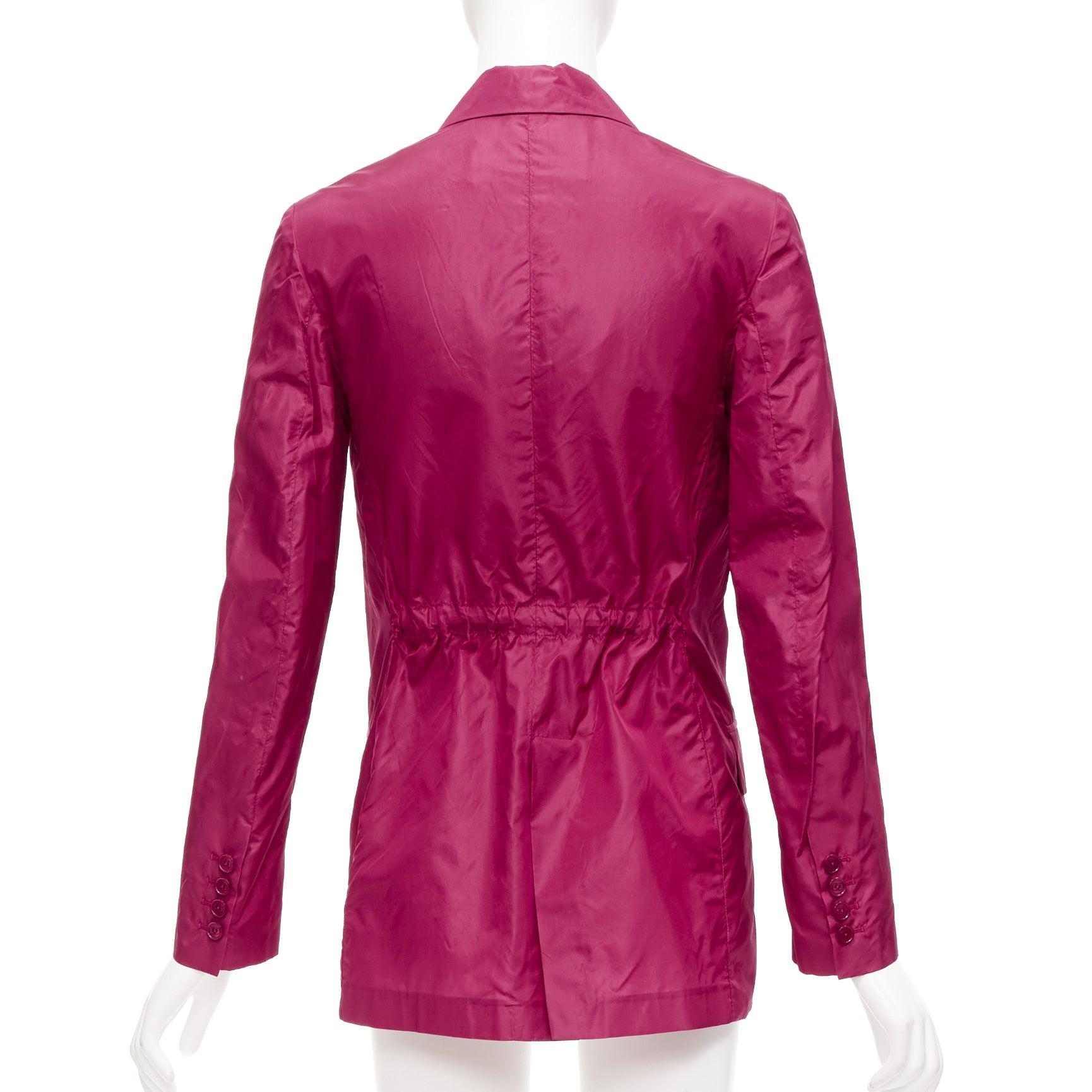 VALENTINO Piccioli 100% silk raspberry pink cinched waist casual blazer IT36 XXS For Sale 3