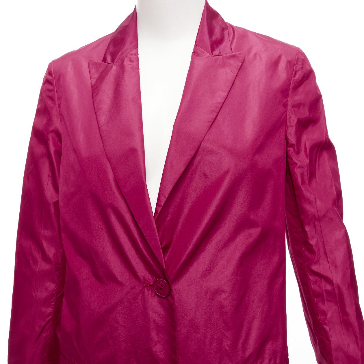 VALENTINO Piccioli 100% silk raspberry pink cinched waist casual blazer IT36 XXS For Sale 5