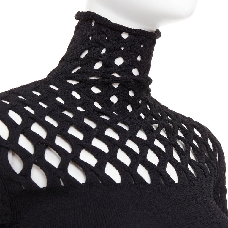 VALENTINO Piccioli 2021 black diamond lattice open-work knit