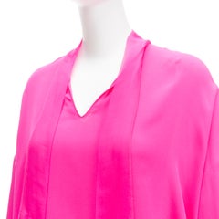 VALENTINO Piccioli 2022 Runway Pink PP 100% silk neck tie relaxed blouse IT38 XS