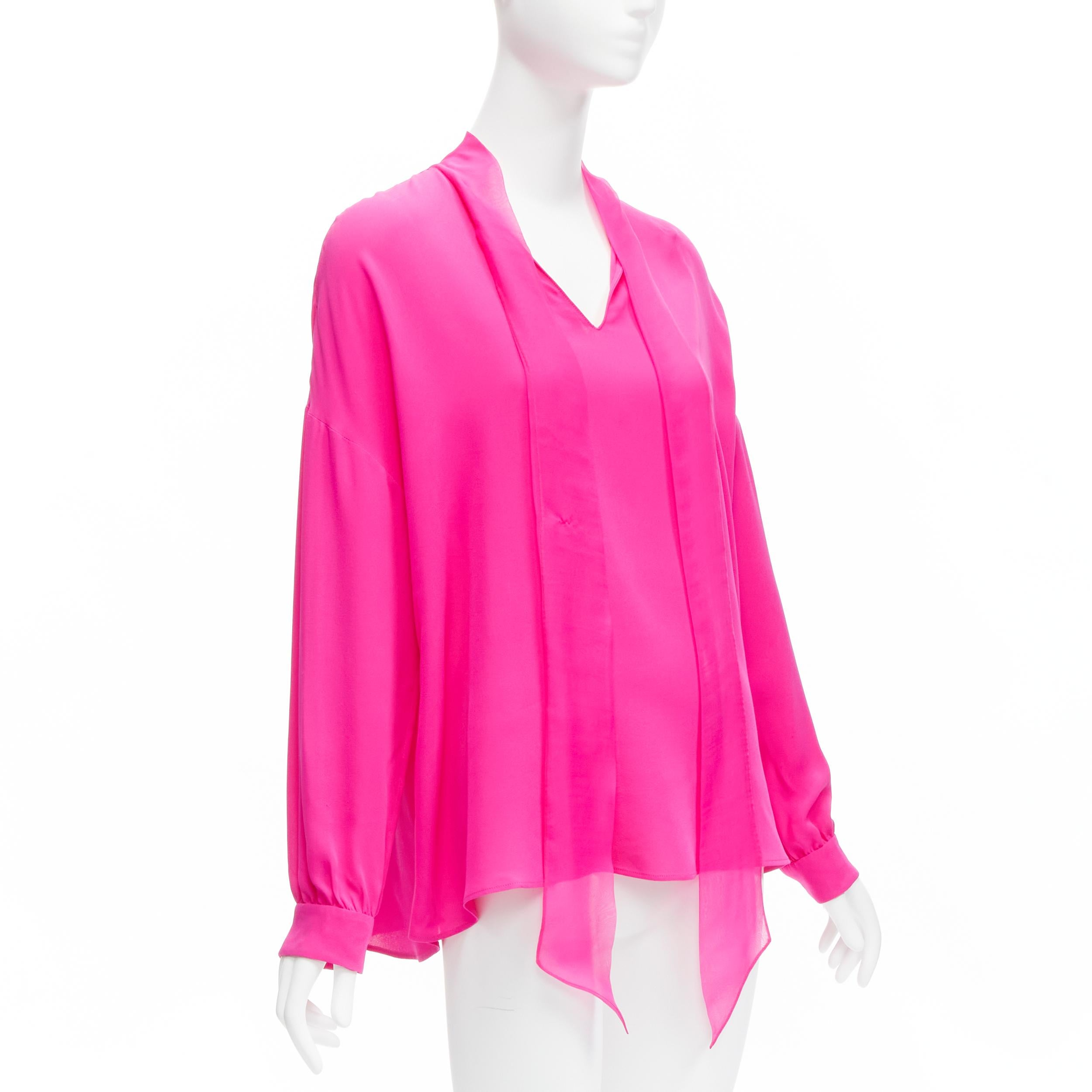 Women's VALENTINO Piccioli 2022 Runway Pink PP 100% silk neck tie relaxed blouse IT38 XS For Sale