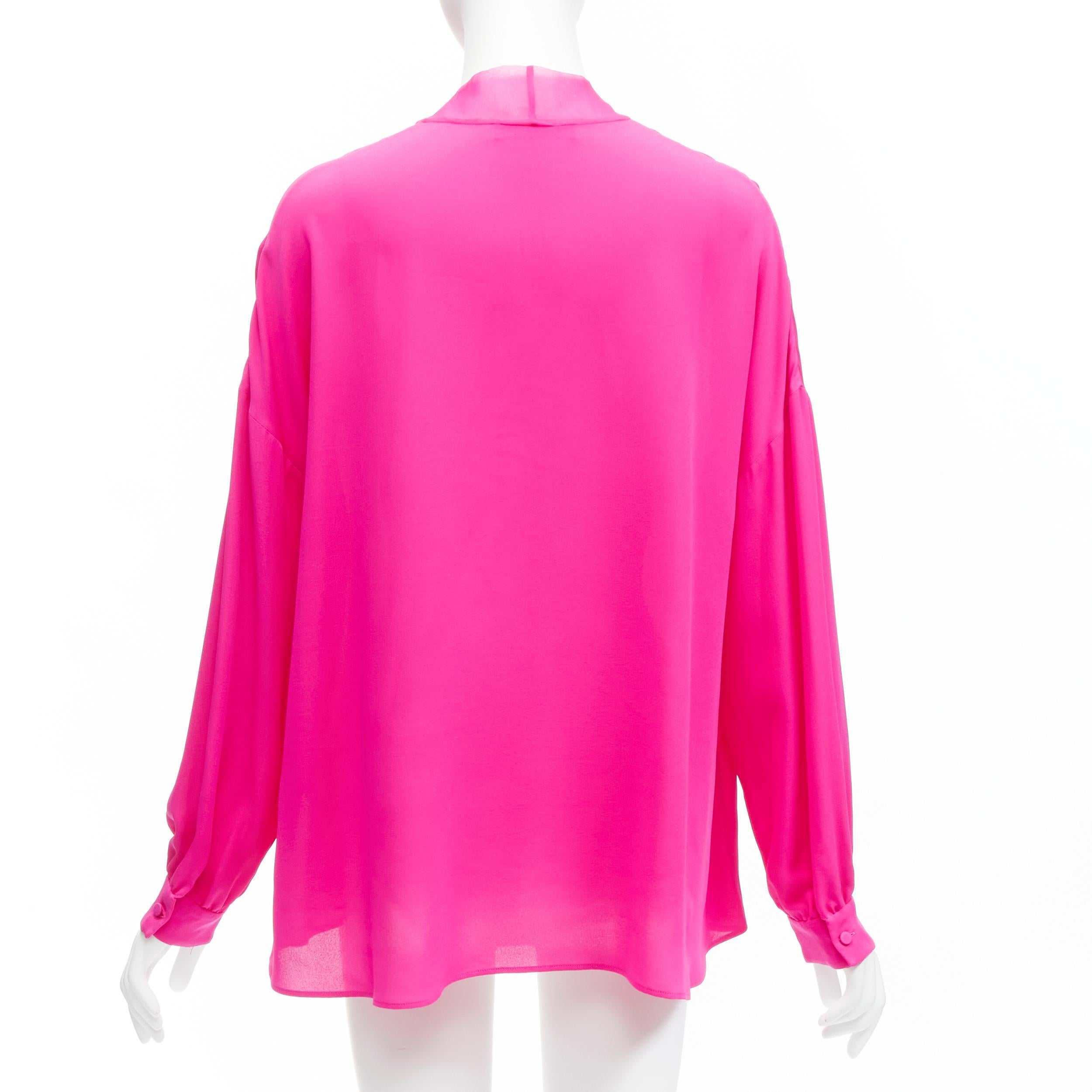 VALENTINO Piccioli 2022 Runway Pink PP 100% silk neck tie relaxed blouse IT38 XS For Sale 2