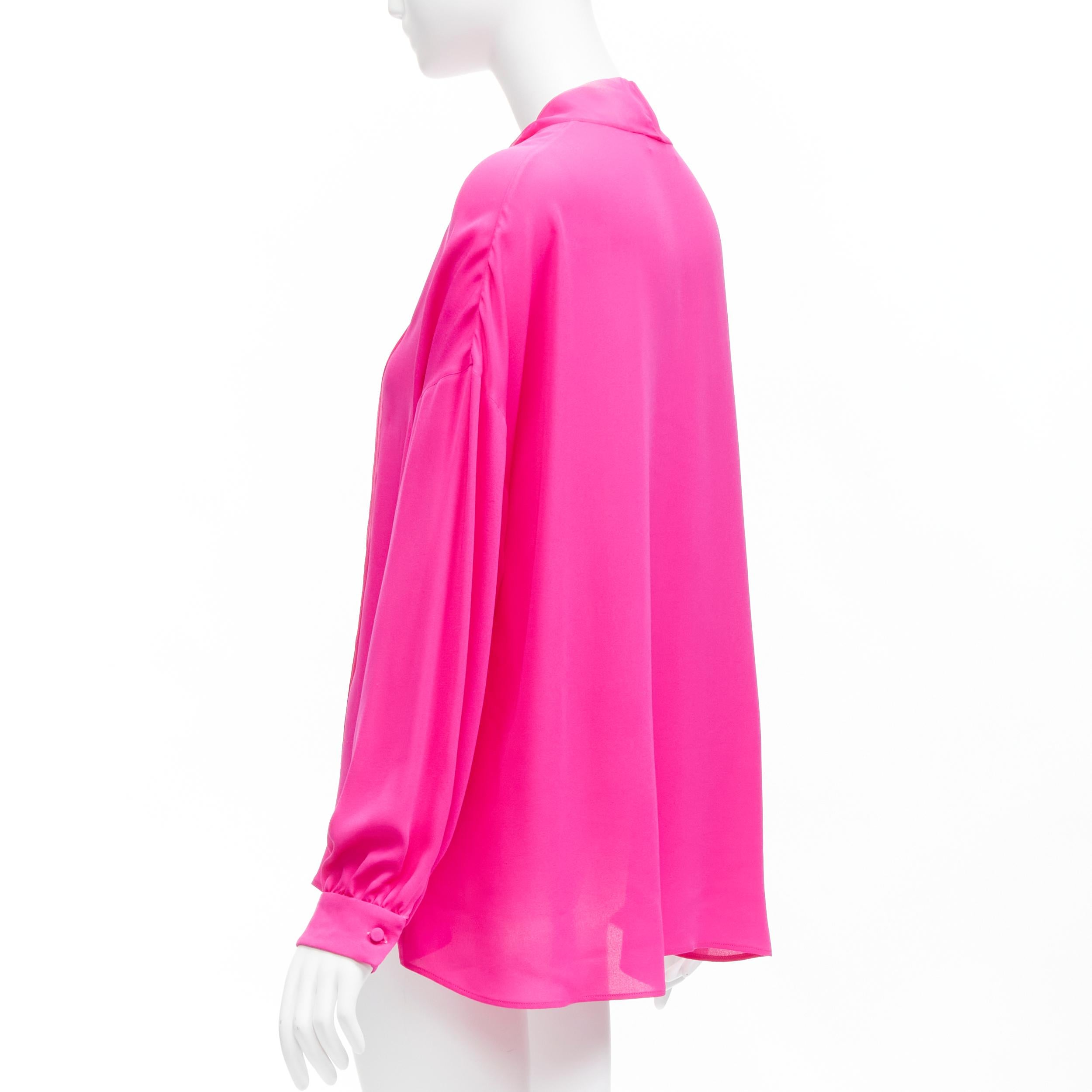 VALENTINO Piccioli 2022 Runway Pink PP 100% silk neck tie relaxed blouse IT38 XS For Sale 3